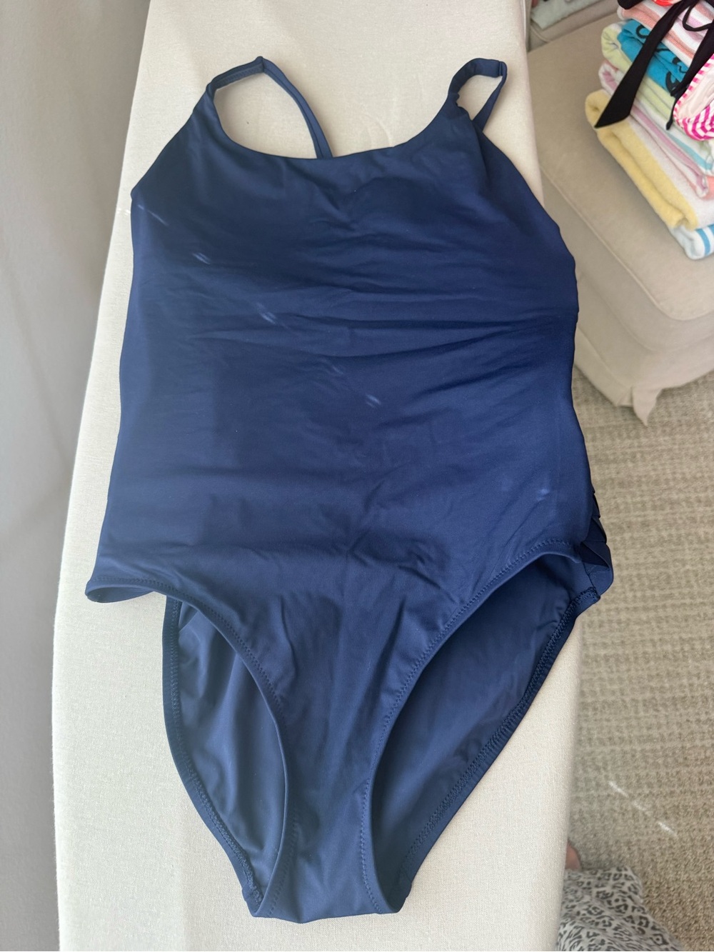 Athleta Solid Navy One-Piece Swimsuit